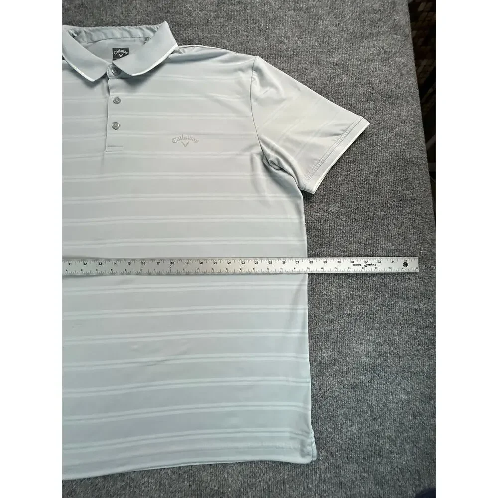 Callaway Opti-Dri Gray Striped Golf Polo Shirt Size XXL Performance Short Sleeve - Picture 6 of 8